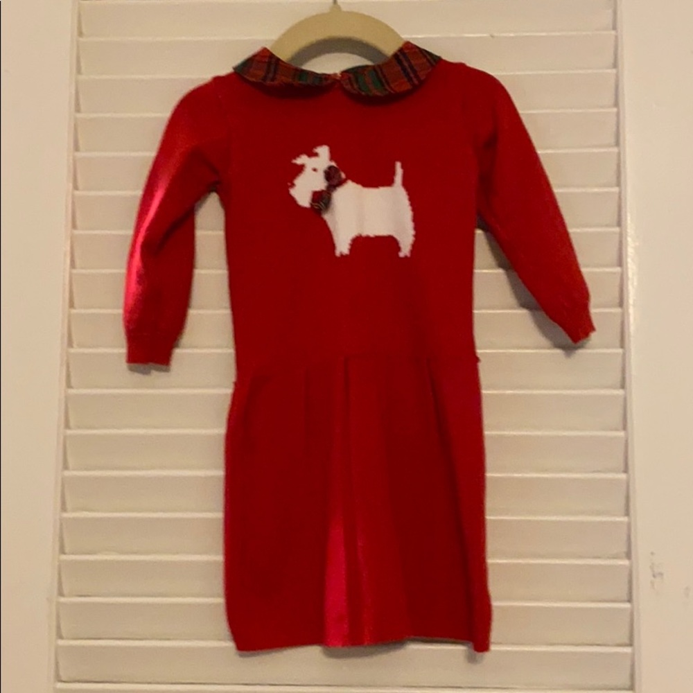 Sweet Scottie dog red Christmas sweater dress